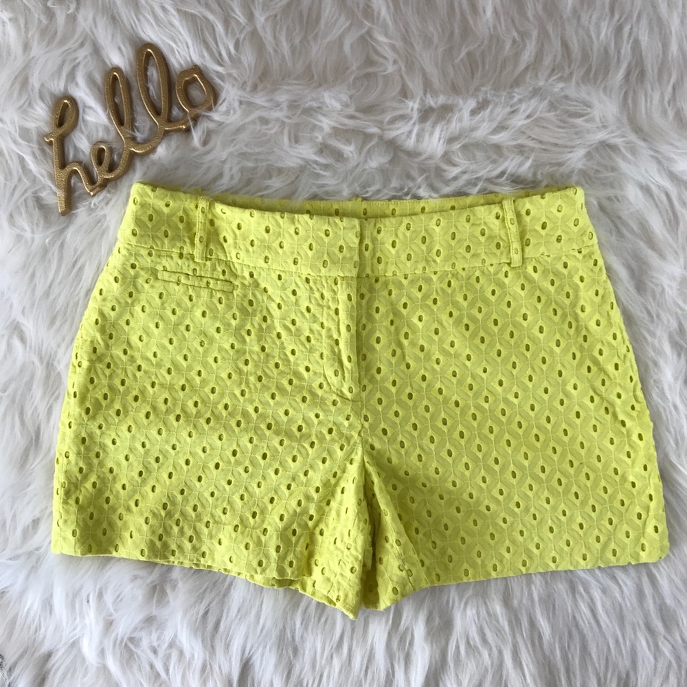Ann Taylor LOFT Riviera Yellow Eyelet Shorts SZ 6